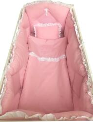 Deseda Lenjerie de pat brodata, pt bebelusi, cu aparatori laterale roz - 120*60 cm