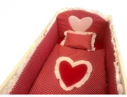 Deseda Lenjerie de pat bebelusi cu aparatori laterale deseda te iubesc puisor 120x60 cm rosu cu alb