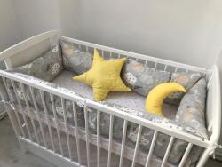 Deseda Set de 6 bucati perne lungi protectii laterale patut 120x60 cm deseda norisori gri