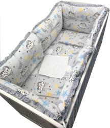Deseda Set de 6 bucati aparatori protectii laterale patut 120x60 cm deseda ursuleti somnorosi gri