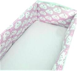Deseda Set 4 aparatori protectii laterale pat pufoase 140x70 cm h39cm deseda norisori zambareti roz