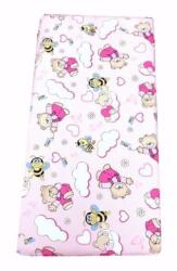 Deseda Cearsaf cu elastic pe colt cu imprimeu ursi cu albine pe roz-160*80 cm Lenjerii de pat bebelusi‎, patura bebelusi