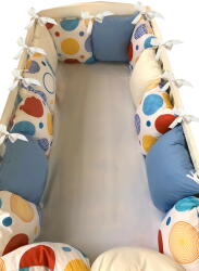 Deseda Set pernute pufoase aparatori laterale protectii pat 120x60 cm deseda buline colorate