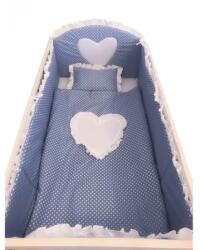 Deseda Lenjerie de pat bebelusi cu aparatori laterale deseda te iubesc puisor 140x70 cm albastru cu alb