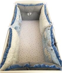Deseda Set de 6 bucati aparatori protectii laterale patut 120x60 cm deseda gri-norisori-stelute albastre