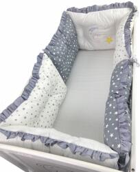 Deseda Set de 6 bucati aparatori protectii laterale patut 120x60 cm deseda mix stelute gri