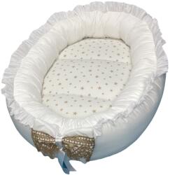 Deseda Cuib baby nest bebelusi cu volanase alb-auriu lux