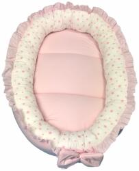 Deseda Cuib baby nest bebelusi cu volanase roz pal - stelute roz pe alb lux