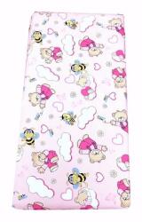 Deseda Cearsaf cu elastic roata cu imprimeu ursi cu albine pe roz-160*80 cm Lenjerii de pat bebelusi‎, patura bebelusi