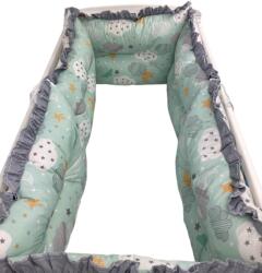 Deseda Set de 6 bucati aparatori protectii laterale patut 140x70 cm deseda imprimeu nori cu luna vernil