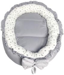 Deseda Cuib baby nest bebelusi cu volanase gri - stelute gri pe alb lux