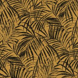  Rasch Denzo II 832136 Natur trópusi finoman rajzolt pálmalevelek textilstruktúra okkersárga fekete tapéta (832136)