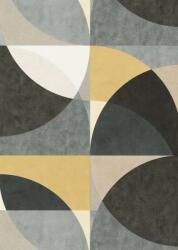 Erismann ELLE Decoration 10150-15 Geometrikus Grafikus nagyformátumú körminta fehér krém bézs sárga szürke fekete tapéta (10150-15)