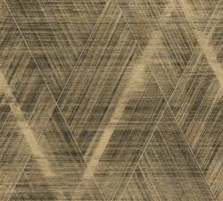  Izgalmas textúrájú nagyformátumú grafikus rombuszminta sötétbarna/fekete tónusok arany enyhe fény tapéta (38824-5)