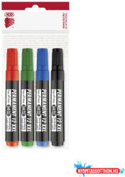 ICO Alkoholos marker készlet, 1-4mm, vágott hegyű, Ico 12XXL, 4 különféle szín (9580082004)