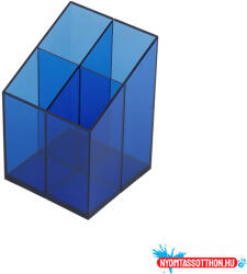Bluering Írószertartó 4 rekeszes négyszögletű műanyag, Bluering(R) transzparens kék (19207)