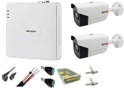 Hikvision Sistem supraveghere video 2 camere Rovision 2MP Infrarosu 40m, DVR Hikvision 4 canale, accesorii SafetyGuard Surveillance