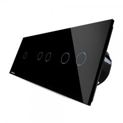 Livolo Intrerupator cu touch simplu+dublu+dublu LIVOLO din sticla negru, VL-C701/702/702-12 (VL-C701/702/702-12)