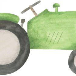  A mezőgazdaság ifjú rajongóinak - zöld traktor motívum fehér zöld és szürke tónus falmatrica (88627758)