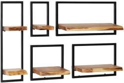 vidaXL Set rafturi de perete 5 piese, lemn masiv de acacia și oțel (246014) - vidaxl