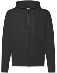 Fruit of the Loom Férfi Pulóver Kapucnis Hosszú ujjú Fruit of the Loom Classic Hooded Sweat Jacket - 2XL, Fekete