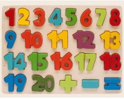 Magic Toys Színes fa formaillesztő puzzle számokkal 1-20ig 23db-os készlet (MKM762394)