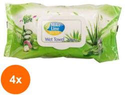 Mike Set 4 x 120 Servetele Umede cu Capac Mike Line Aloe Vera