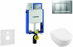 Geberit Kombifix - Modul pentru WC suspendat cu clapetă Sigma20, crom mat/crom + Villeroy Boch - WC și capac, DirectFlush, SoftClose, CeramicPlus 110.302. 00.5 NI7 (110.302.00.5 NI7)