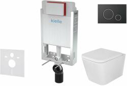 kielle Genesis - Set pentru montare încastrată, toaletă Arkas I, capac softclose și clapetă Gemini II, negru mat / crom 30505SZ04 (30505SZ04)