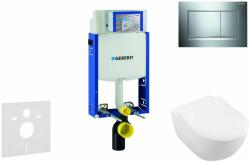 Geberit Kombifix - Modul pentru WC suspendat cu clapetă Sigma20, crom lucios/crom mat + Villeroy Boch - WC și capac, DirectFlush, SoftClose, CeramicPlus 110.302. 00.5 NI6 (110.302.00.5 NI6)