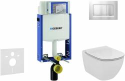 Geberit Kombifix - Modul pentru WC suspendat cu clapetă Sigma20, crom mat/crom + Ideal Standard Tesi - toaletă și capac, Aquablade, SoftClose 110.302. 00.5 NU7 (110.302.00.5 NU7)