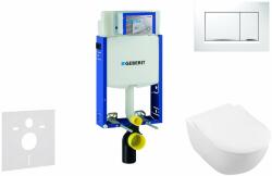 Geberit Kombifix - Modul pentru WC suspendat cu clapetă Sigma20, alb/crom lucios + Villeroy Boch - WC și capac, DirectFlush, SoftClose, CeramicPlus 110.302. 00.5 NI5 (110.302.00.5 NI5)