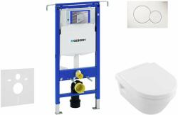 Geberit Duofix - Modul pentru WC suspendat cu clapetă Sigma01, alb alpin + Villeroy Boch - WC și capac, DirectFlush, SoftClose, CeramicPlus 111.355. 00.5 NB1 (111.355.00.5 NB1)