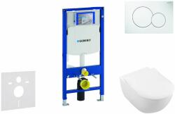 Geberit Duofix - Modul pentru WC suspendat cu clapetă Sigma01, alb alpin + Villeroy Boch - WC și capac, DirectFlush, SoftClose, CeramicPlus 111.300. 00.5 NI1 (111.300.00.5 NI1)