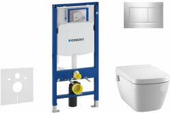 Geberit Duofix - Modul pentru WC suspendat cu clapetă Sigma30, crom lucios/crom mat + Tece One - toaletă cu funcție bideu și capac, Rimless, SoftClose 111.300. 00.5 NT6 (111.300.00.5 NT6)