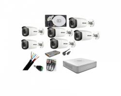 Hikvision Sistem supraveghere 6 camere Hikvision 2mp Color Vu cu IR 40m (color noapte ) , DVR 8 canale, accesorii SafetyGuard Surveillance