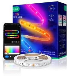 Nous Bandă LED inteligentă Nous Smart RGB+IC WiFi Led Strip F4, 5m, Compatibilă cu Alexa, Google Home, Siri Shortcuts (F4)