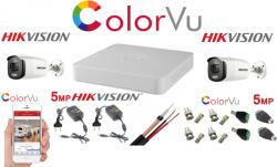Hikvision Sistem supraveghere profesional Hikvision Color Vu 2 camere 5MP IR40m, DVR 4 canale, full accesorii SafetyGuard Surveillance