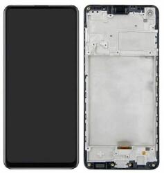 Samsung A217 Galaxy A21S, LCD kijelző érintőplexivel és előlappal, fekete (Gyári)