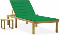vidaXL Șezlong de grădină cu masă și pernă, lemn de pin tratat (3065839) - comfy
