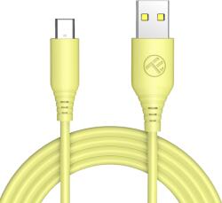 Tellur USB szilikon kábel Type-C-hez, 3A, 1m, sárga (TLL155400)