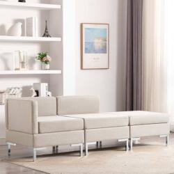 vidaXL Set de canapele, 3 piese, crem, material textil (287062) Canapea