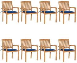 vidaXL Scaune de grădină stivuibile cu perne, 8 buc. , lemn masiv tec (3073250)
