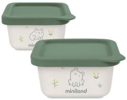 Miniland Recipiente pentru alimente Miniland - Eco Friendly, 2 x 400 ml, Frog (89457) Set pentru masa bebelusi