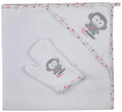  KOALA Baba törülköző mosdókendővel Jungle fehér-rózsaszín