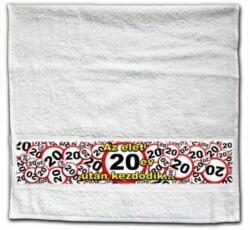 Neves Ajándék Törölköző 90 cm x 48 cm - Az élet 20 év után kezdődik (TCS003)