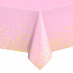 PartyPal Asztalterítő, papír, rózsaszín, arany konfetti mintákkal, 137x 274 cm