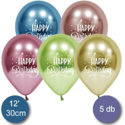 Godan Szülinapi latex lufi 11" 28cm 5db Happy Birthday! Chrome (LUFI843011)