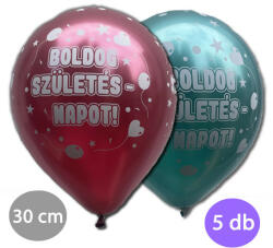  Szülinapi lufi 11" 28cm 5db Boldog születésnapot! króm (LUFI203103)