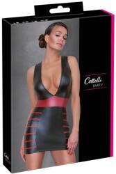 Cottelli Collection Cottelli Party - csíkos, testre simuló ruha (fekete-vörös) (27178831031)